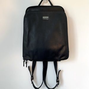 Perlina NY Luxurious Black Leather Backpack